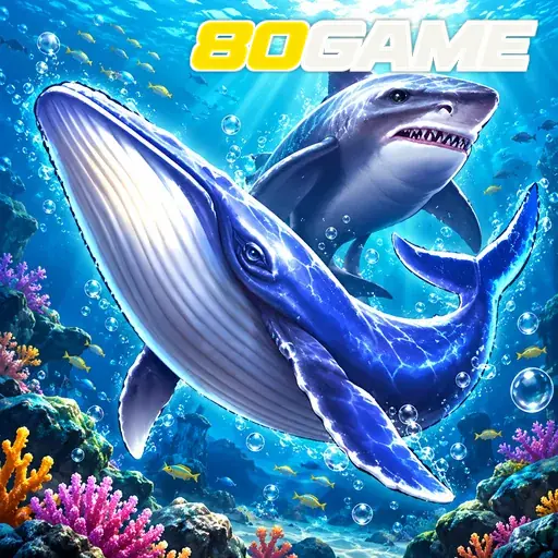 80GAME — ilustração de uma baleia no oceano