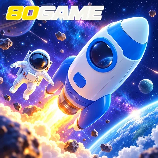 80GAME — ilustração de um foguete no espaço