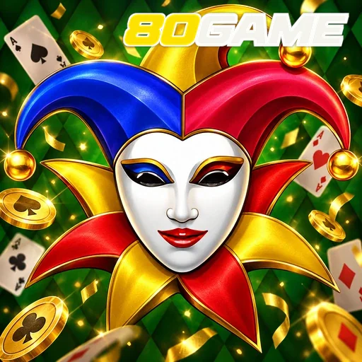 80GAME — ilustração de uma máscara de coringa colorida