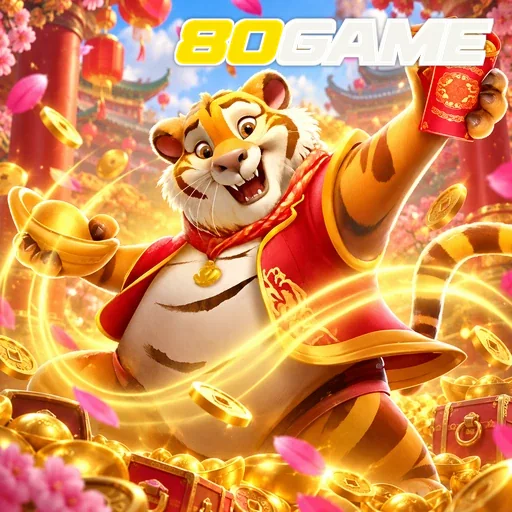 80GAME — ilustração de uma raposa entre moedas e luzes